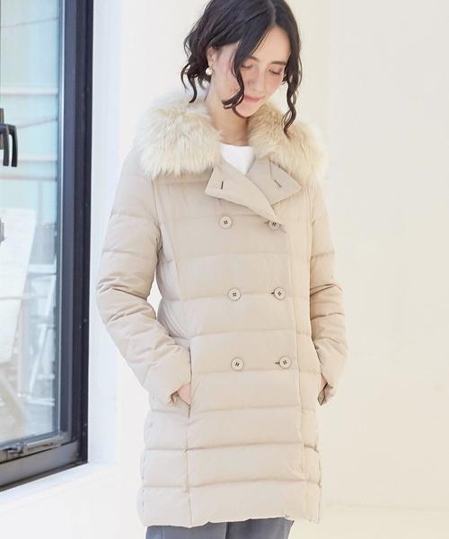 【グリーンレーベルリラクシング】ショートダウン　コート　ファー　ベージュ　38 green label relaxing（グリーンレーベルリラクシング）の「ファー