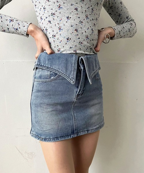 Jewelobe（ジュエローブ）の「ウエストラペルミニスカパン（デニムスカート・レディース・ブルー・S/M）」の2枚目の写真