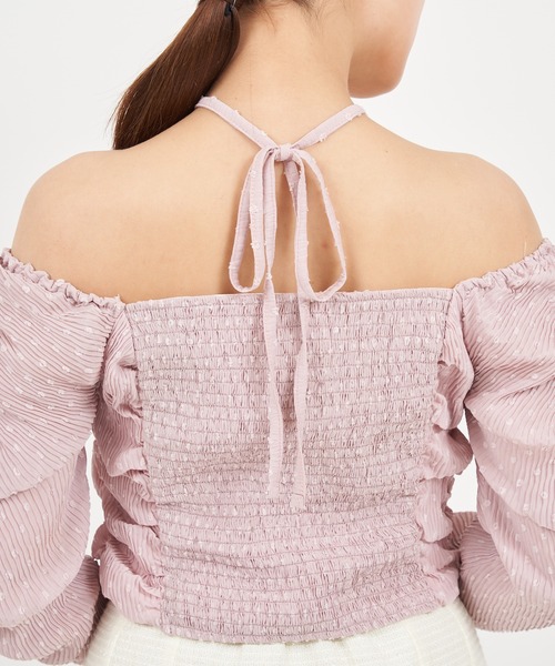 ROYAL PARTY（ロイヤルパーティー）の「ドットドビーホルターネックカットアウトトップス（シャツ/ブラウス・レディース・ピンク/オフホワイト/ブラック・FREE）」の13枚目の写真