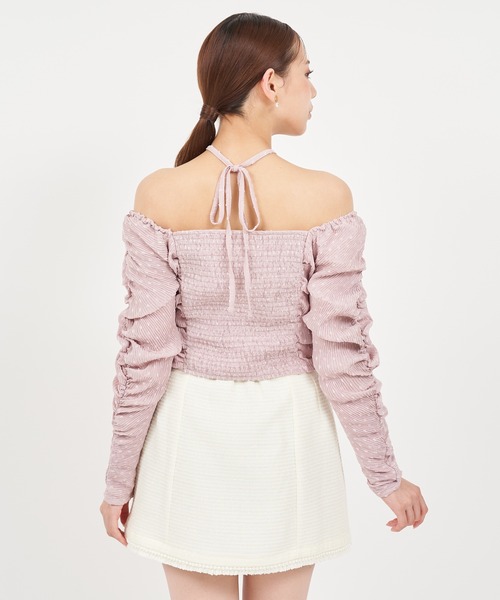 ROYAL PARTY（ロイヤルパーティー）の「ドットドビーホルターネックカットアウトトップス（シャツ/ブラウス・レディース・ピンク/オフホワイト/ブラック・FREE）」の18枚目の写真