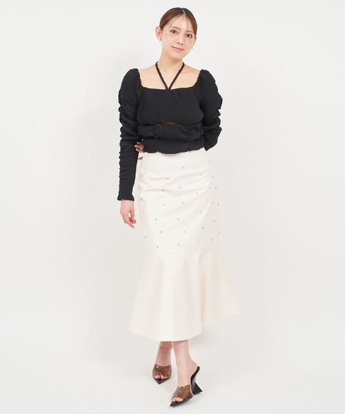 ROYAL PARTY（ロイヤルパーティー）の「ドットドビーホルターネックカットアウトトップス（シャツ/ブラウス・レディース・ピンク/オフホワイト/ブラック・FREE）」の16枚目の写真