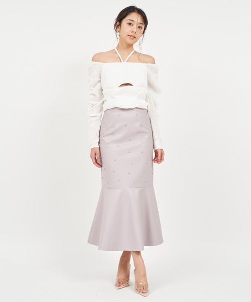 ROYAL PARTY（ロイヤルパーティー）の「ドットドビーホルターネックカットアウトトップス（シャツ/ブラウス・レディース・ピンク/オフホワイト/ブラック・FREE）」の20枚目の写真