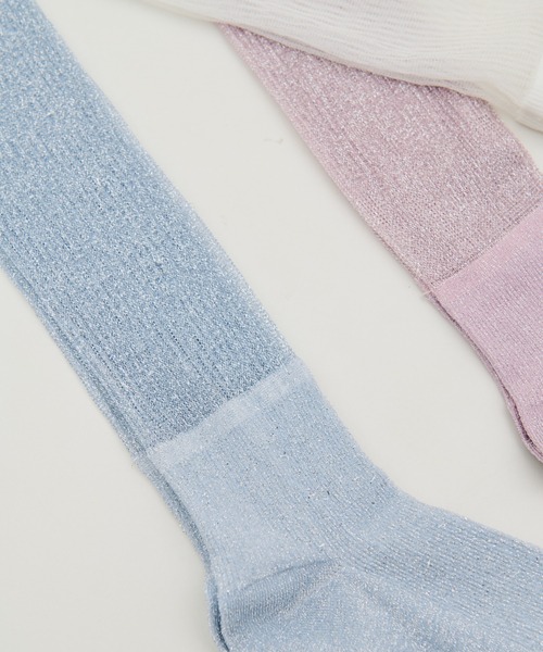 MERLOT(メルロー)の「シアーラメソックス(ソックス/靴下・レディース・ホワイト/ピンク/ブルー・FREE)」の3枚目の写真