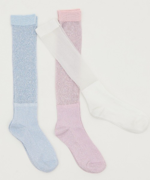 MERLOT(メルロー)の「シアーラメソックス(ソックス/靴下・レディース・ホワイト/ピンク/ブルー・FREE)」の4枚目の写真