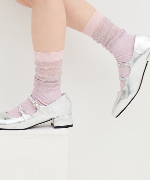 MERLOT(メルロー)の「シアーラメソックス(ソックス/靴下・レディース・ホワイト/ピンク/ブルー・FREE)」の7枚目の写真