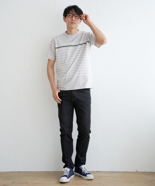 ikka(イッカ)の「ボルテックスDRYボーダーTシャツ(Tシャツ/カットソー・メンズ・ホワイト/ネイビー/グレー/グリーン・M/XL/L/S)」の9枚目の写真