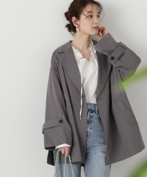 N.(N. Natural Beauty Basic)(エヌエヌナチュラルビューティーベーシック)の「◆スプリングミディコート(その他アウター・レディース・グレー/ベージュ・MEDIUM)」の4枚目の写真