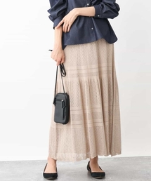 MK MICHEL KLEIN | ティアード切り替えクロッシェ編みニットスカート(スカート)