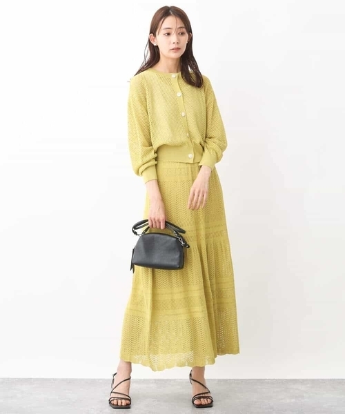 MK MICHEL KLEIN(エムケーミッシェルクラン)の「ティアード切り替えクロッシェ編みニットスカート(スカート・レディース・ベージュ/イエロー・38)」の5枚目の写真