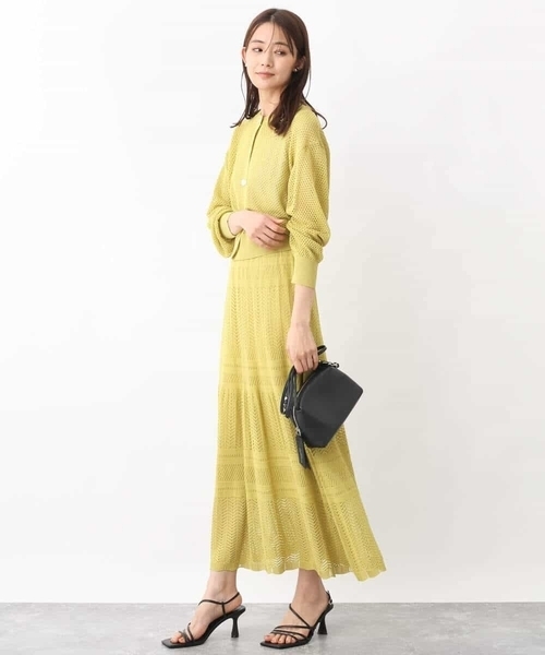 MK MICHEL KLEIN(エムケーミッシェルクラン)の「ティアード切り替えクロッシェ編みニットスカート(スカート・レディース・ベージュ/イエロー・38)」の6枚目の写真