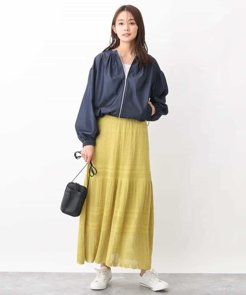 MK MICHEL KLEIN(エムケーミッシェルクラン)の「ティアード切り替えクロッシェ編みニットスカート(スカート・レディース・ベージュ/イエロー・38)」の7枚目の写真