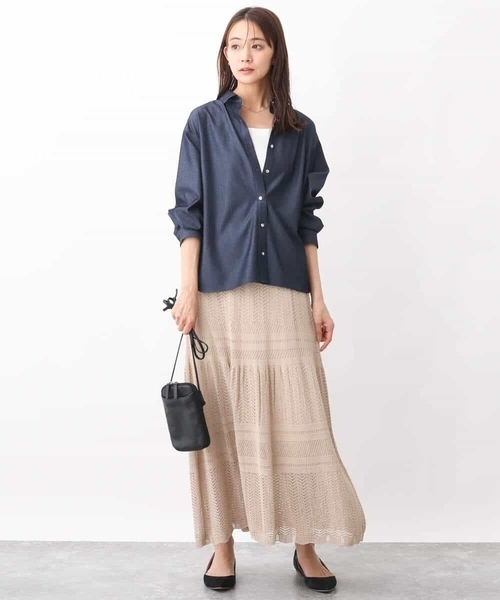 MK MICHEL KLEIN(エムケーミッシェルクラン)の「ティアード切り替えクロッシェ編みニットスカート(スカート・レディース・ベージュ/イエロー・38)」の12枚目の写真