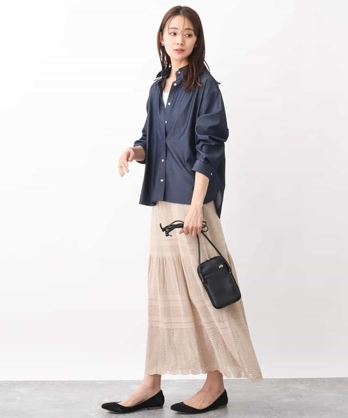 MK MICHEL KLEIN(エムケーミッシェルクラン)の「ティアード切り替えクロッシェ編みニットスカート(スカート・レディース・ベージュ/イエロー・38)」の14枚目の写真