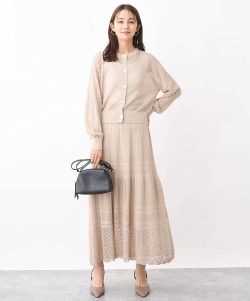 MK MICHEL KLEIN(エムケーミッシェルクラン)の「ティアード切り替えクロッシェ編みニットスカート(スカート・レディース・ベージュ/イエロー・38)」の15枚目の写真