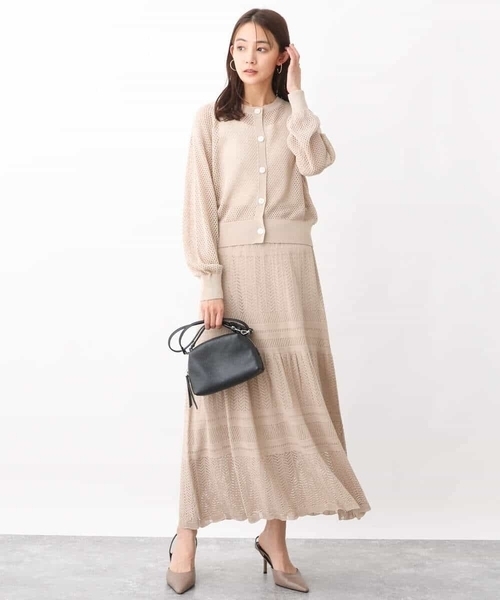 MK MICHEL KLEIN(エムケーミッシェルクラン)の「ティアード切り替えクロッシェ編みニットスカート(スカート・レディース・ベージュ/イエロー・38)」の16枚目の写真