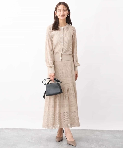 MK MICHEL KLEIN(エムケーミッシェルクラン)の「ティアード切り替えクロッシェ編みニットスカート(スカート・レディース・ベージュ/イエロー・38)」の17枚目の写真