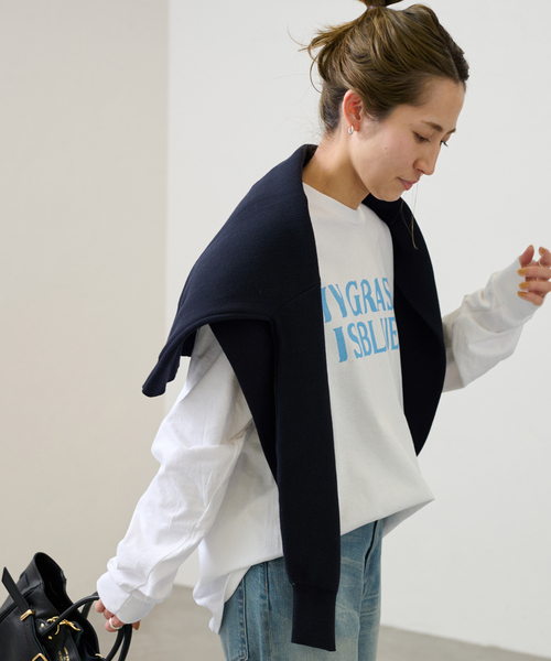 FRAMeWORK（フレームワーク）の「【BLUESCENTRIC / ブルースセントリック】 MY GRASS IS BLUE LS TEE（Tシャツ/カットソー・レディース・ホワイト・FREE）」の9枚目の写真