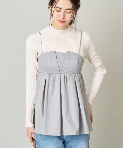 a.v.v(アーヴェヴェ)の「【2SET】ビスチェ×リブニットセット(シャツ/ブラウス・レディース・ブラック/ライトグレー・36/38/40/42/34)」の1枚目の写真