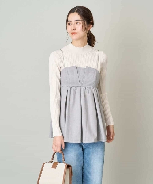 a.v.v(アーヴェヴェ)の「【2SET】ビスチェ×リブニットセット(シャツ/ブラウス・レディース・ブラック/ライトグレー・36/38/40/42/34)」の3枚目の写真