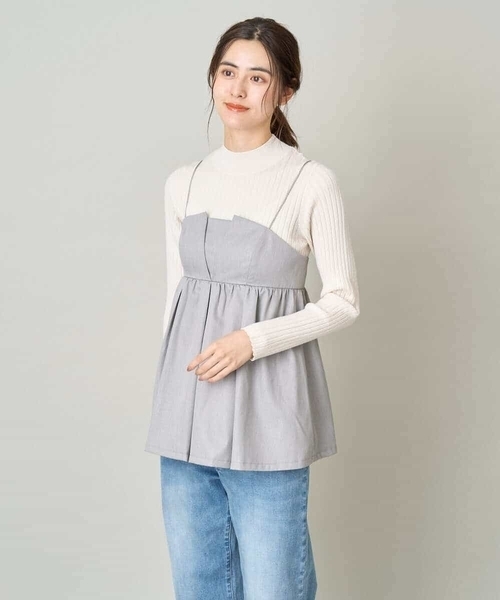 a.v.v(アーヴェヴェ)の「【2SET】ビスチェ×リブニットセット(シャツ/ブラウス・レディース・ブラック/ライトグレー・36/38/40/42/34)」の5枚目の写真
