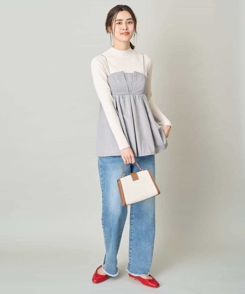 a.v.v(アーヴェヴェ)の「【2SET】ビスチェ×リブニットセット(シャツ/ブラウス・レディース・ブラック/ライトグレー・36/38/40/42/34)」の6枚目の写真