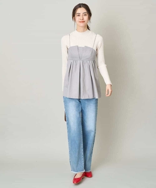 a.v.v(アーヴェヴェ)の「【2SET】ビスチェ×リブニットセット(シャツ/ブラウス・レディース・ブラック/ライトグレー・36/38/40/42/34)」の7枚目の写真