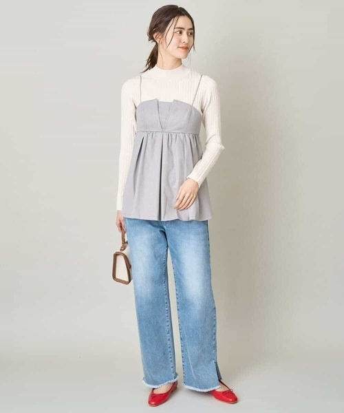a.v.v(アーヴェヴェ)の「【2SET】ビスチェ×リブニットセット(シャツ/ブラウス・レディース・ブラック/ライトグレー・36/38/40/42/34)」の8枚目の写真