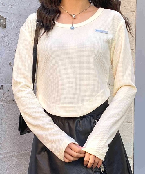 NANEA(ナネア)の「ワンポイント Uネッククロップドカットソー(Tシャツ/カットソー・レディース・アイボリー/グレー・X-LARGE/LARGE/MEDIUM/SMALL)」の17枚目の写真