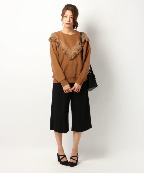 Heather（ヘザー）の「フリンジウラケトップス長袖　568881（スウェット・レディース・アイボリー/ブラウン系その他/ネイビー/グレー・FREE）」の6枚目の写真