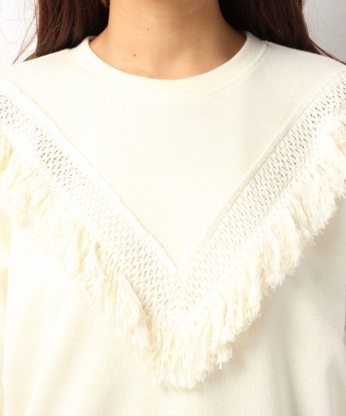 Heather（ヘザー）の「フリンジウラケトップス長袖　568881（スウェット・レディース・アイボリー/ブラウン系その他/ネイビー/グレー・FREE）」の10枚目の写真