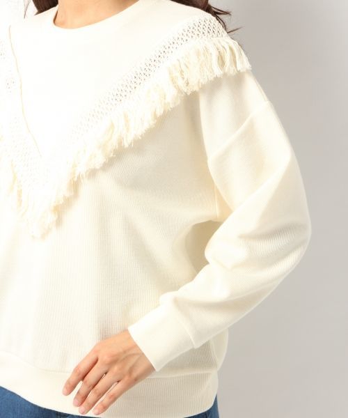 Heather（ヘザー）の「フリンジウラケトップス長袖　568881（スウェット・レディース・アイボリー/ブラウン系その他/ネイビー/グレー・FREE）」の11枚目の写真
