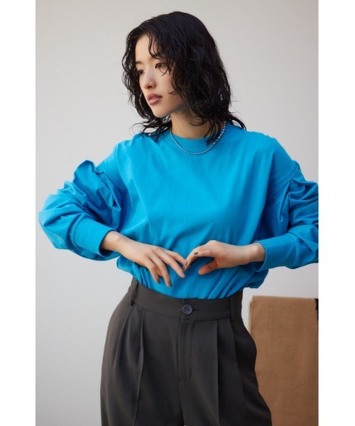 AZUL by moussy（アズールバイマウジー）の「スリーブタックロンT（Tシャツ/カットソー・レディース・ホワイト/ブルー/ブラック・FREE）」の12枚目の写真