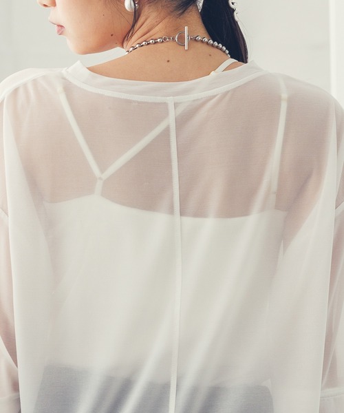 hunch(ハンチ)の「【WEB限定/別注】シアー 半袖Tシャツ(Tシャツ/カットソー・レディース・ブラック/ダークオリーブ/ホワイト・FREE)」の9枚目の写真