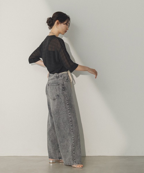 hunch(ハンチ)の「【WEB限定/別注】シアー 半袖Tシャツ(Tシャツ/カットソー・レディース・ブラック/ダークオリーブ/ホワイト・FREE)」の14枚目の写真