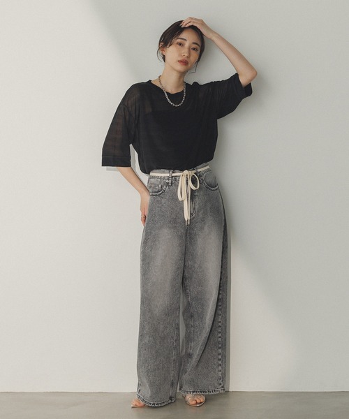hunch(ハンチ)の「【WEB限定/別注】シアー 半袖Tシャツ(Tシャツ/カットソー・レディース・ブラック/ダークオリーブ/ホワイト・FREE)」の13枚目の写真