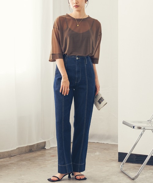 hunch(ハンチ)の「【WEB限定/別注】シアー 半袖Tシャツ(Tシャツ/カットソー・レディース・ブラック/ダークオリーブ/ホワイト・FREE)」の14枚目の写真