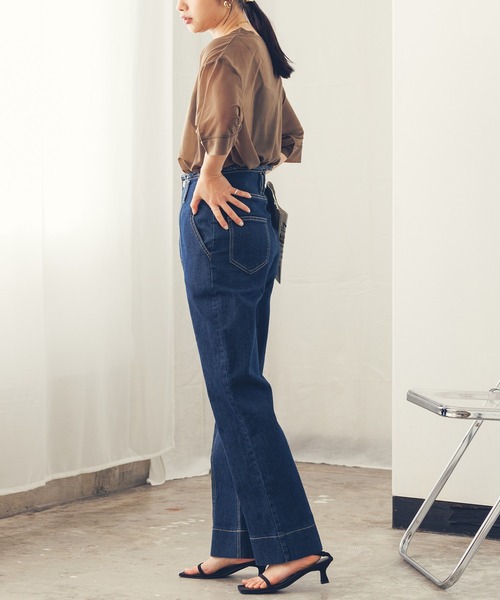 hunch(ハンチ)の「【WEB限定/別注】シアー 半袖Tシャツ(Tシャツ/カットソー・レディース・ブラック/ダークオリーブ/ホワイト・FREE)」の15枚目の写真