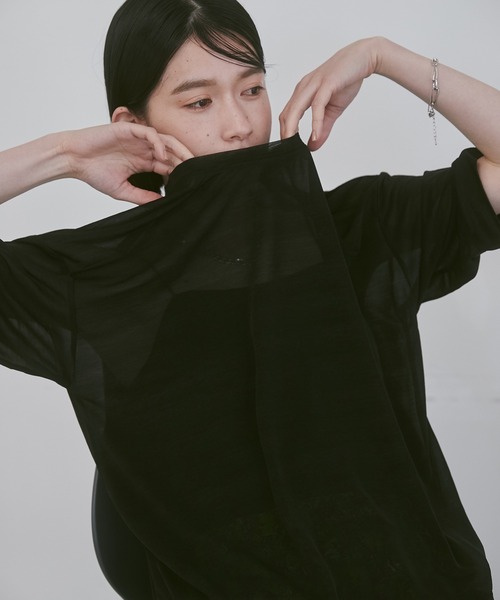 hunch（ハンチ）の「【WEB限定/別注】シアー 半袖Tシャツ（Tシャツ/カットソー・レディース・ブラック/ダークオリーブ/ホワイト・FREE）」の19枚目の写真