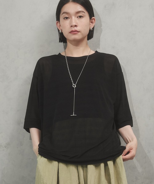 hunch(ハンチ)の「【WEB限定/別注】シアー 半袖Tシャツ(Tシャツ/カットソー・レディース・ブラック/ダークオリーブ/ホワイト・FREE)」の11枚目の写真
