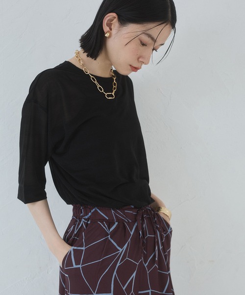 hunch(ハンチ)の「【WEB限定/別注】シアー 半袖Tシャツ(Tシャツ/カットソー・レディース・ブラック/ダークオリーブ/ホワイト・FREE)」の19枚目の写真
