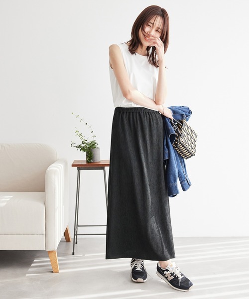 ROPE' PICNIC（ロペピクニック）の「イレギュラープリーツ微光沢スカート（スカート・レディース・ブラック/ベージュ系その他/サックスブルー・38/36）」の22枚目の写真