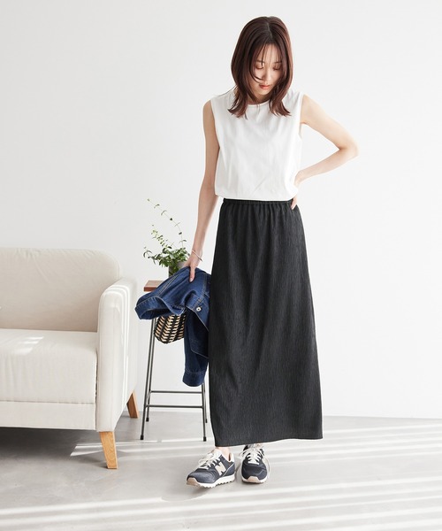 ROPE' PICNIC（ロペピクニック）の「イレギュラープリーツ微光沢スカート（スカート・レディース・ブラック/ベージュ系その他/サックスブルー・38/36）」の15枚目の写真