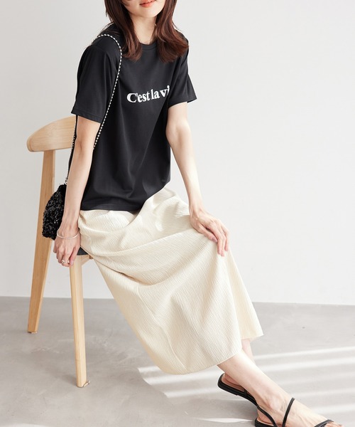 ROPE' PICNIC（ロペピクニック）の「イレギュラープリーツ微光沢スカート（スカート・レディース・ブラック/ベージュ系その他/サックスブルー・38/36）」の6枚目の写真