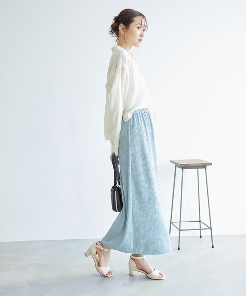 ROPE' PICNIC（ロペピクニック）の「イレギュラープリーツ微光沢スカート（スカート・レディース・ブラック/ベージュ系その他/サックスブルー・38/36）」の7枚目の写真