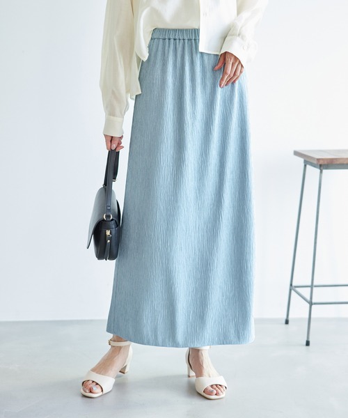 ROPE' PICNIC（ロペピクニック）の「イレギュラープリーツ微光沢スカート（スカート・レディース・ブラック/ベージュ系その他/サックスブルー・38/36）」の18枚目の写真