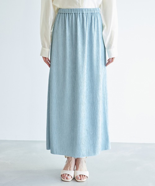 ROPE' PICNIC（ロペピクニック）の「イレギュラープリーツ微光沢スカート（スカート・レディース・ブラック/ベージュ系その他/サックスブルー・38/36）」の20枚目の写真