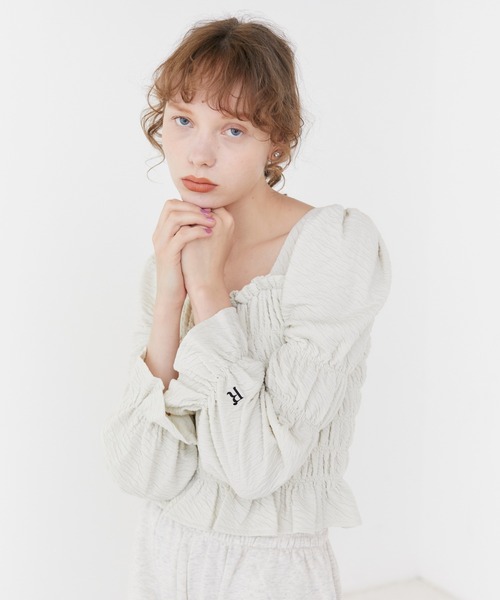 RUBY AND YOU(ルビーアンドユー)の「ジャガードシャーリングカットソー(Tシャツ/カットソー・レディース・ピンク系その他/アイボリー系・FREE)」の3枚目の写真