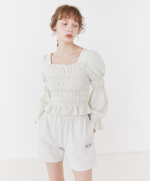 RUBY AND YOU(ルビーアンドユー)の「ジャガードシャーリングカットソー(Tシャツ/カットソー・レディース・ピンク系その他/アイボリー系・FREE)」の20枚目の写真