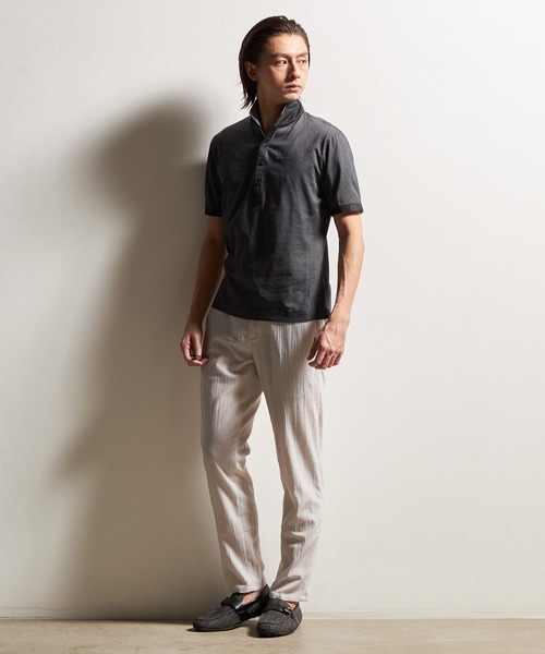 HIDEAWAYS NICOLE(ハイダウェイニコル)の「バーズアイシルケットイタリアンカラーポロシャツ(ポロシャツ・メンズ・ネイビー/ホワイト×ブラック/ブラック×ホワイト・XX-LARGE/X-LARGE/LARGE/MEDIUM)」の18枚目の写真