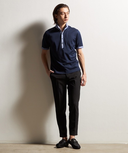 HIDEAWAYS NICOLE(ハイダウェイニコル)の「バーズアイシルケットイタリアンカラーポロシャツ(ポロシャツ・メンズ・ネイビー/ホワイト×ブラック/ブラック×ホワイト・XX-LARGE/X-LARGE/LARGE/MEDIUM)」の19枚目の写真